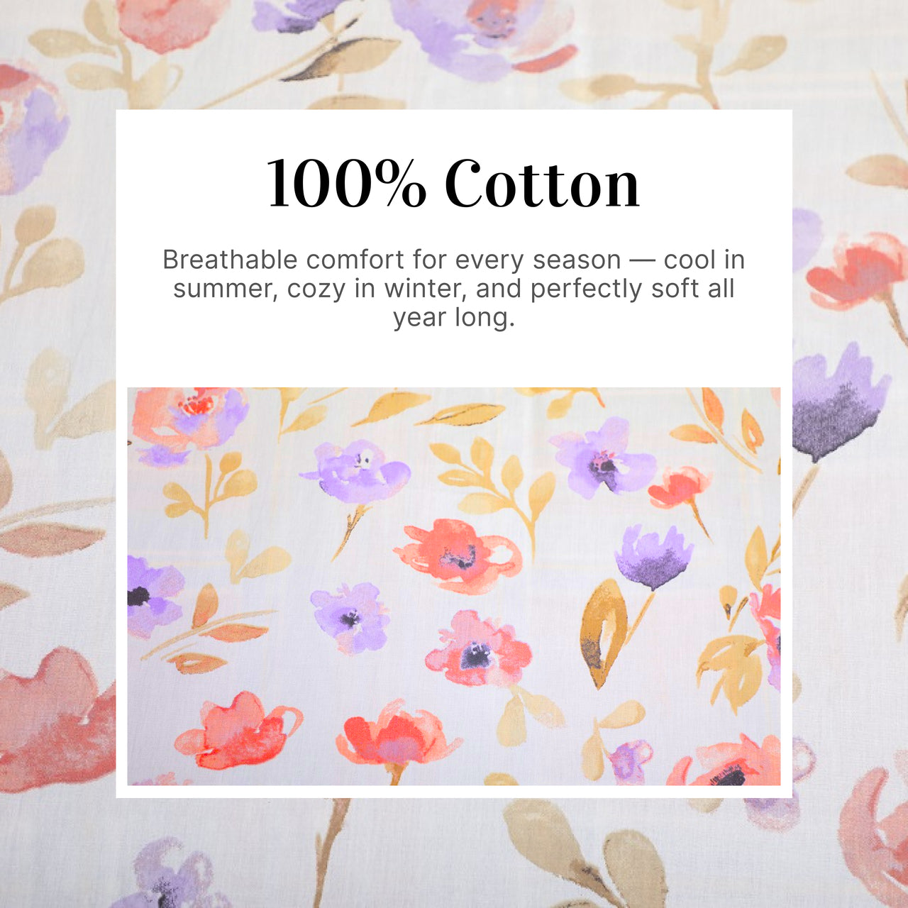 Premium Floral Watercolor Bed Sheet Set