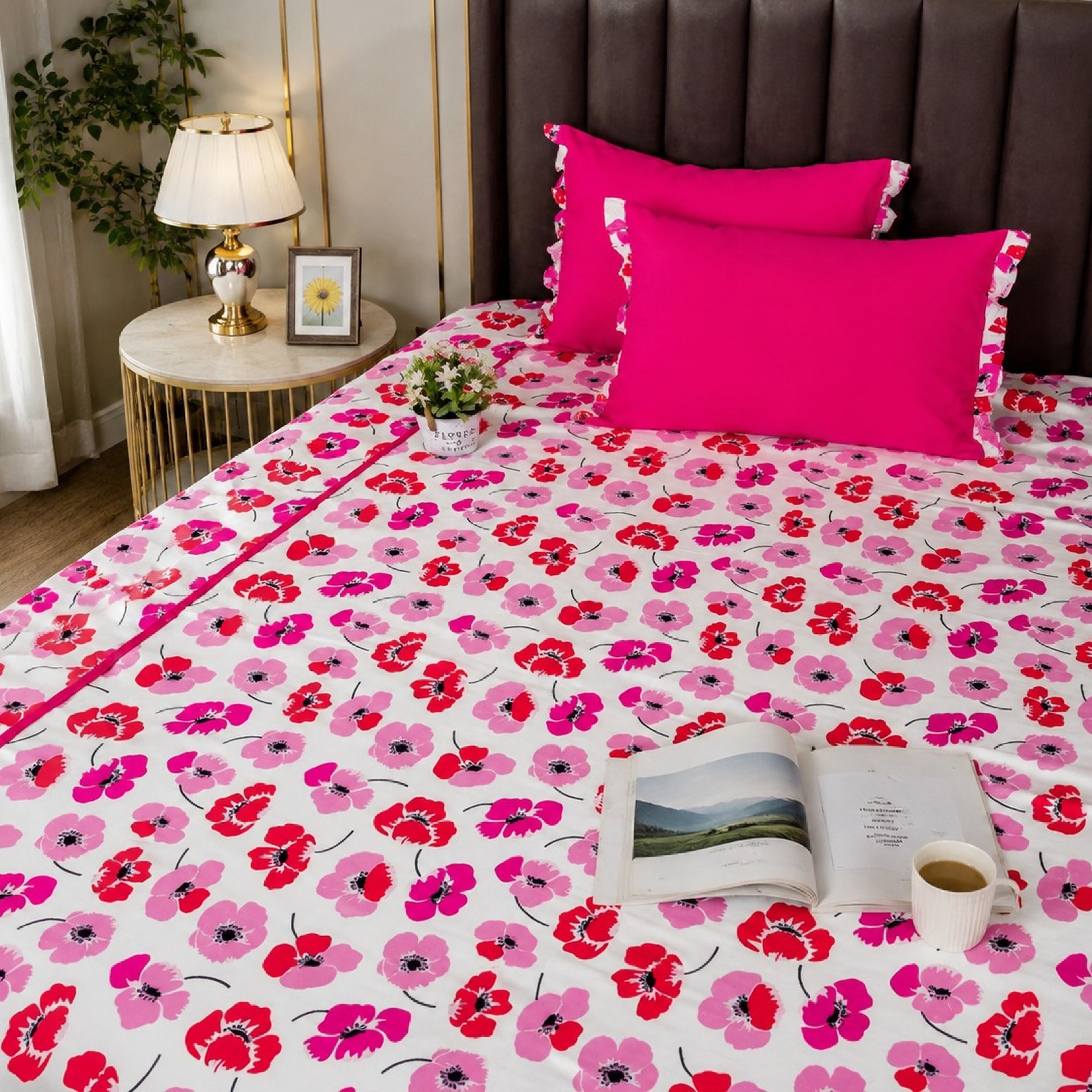 EcruE Premium Floral Printed 100% Cotton Bed Sheet Set – Soft, Breathable & Comfortable