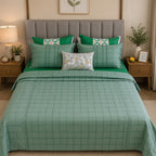 EcruE Luxury Yarn-Dyed Woven Checked Bed Sheet Set – 100% Cotton, Soft, Breathable & Durable