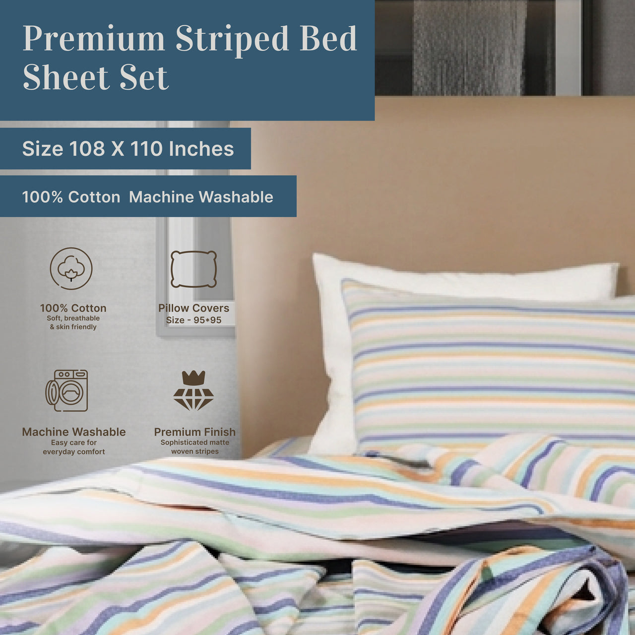 Atelier Yarn-Dyed Striped Cotton Flat Bed Sheet Set