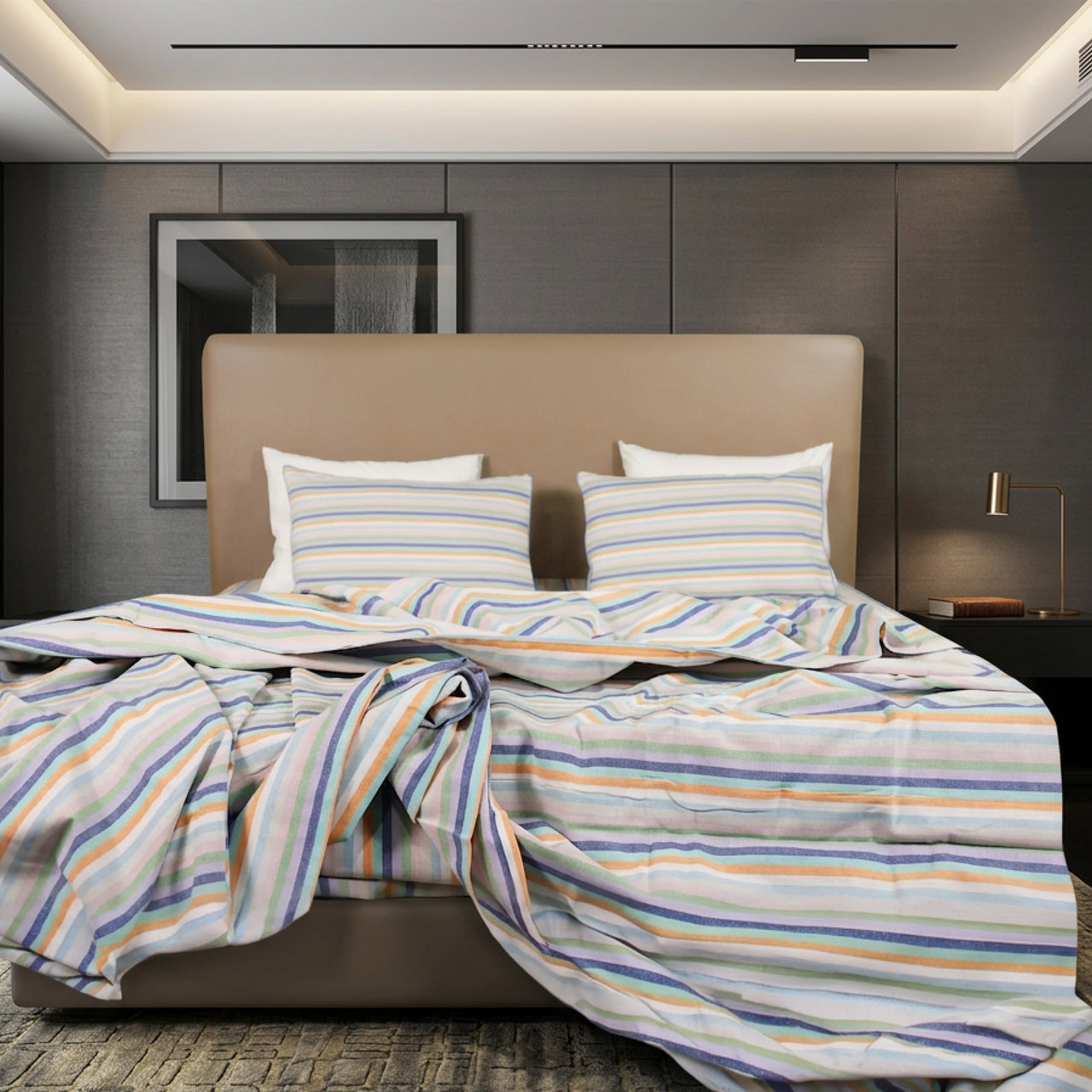 Atelier Yarn-Dyed Striped Cotton Flat Bed Sheet Set