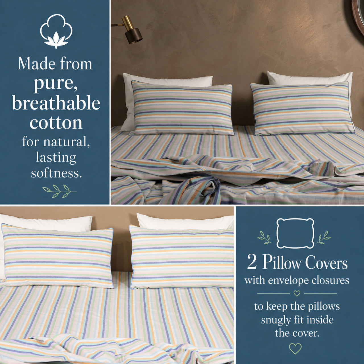 Atelier Yarn-Dyed Striped Cotton Flat Bed Sheet Set