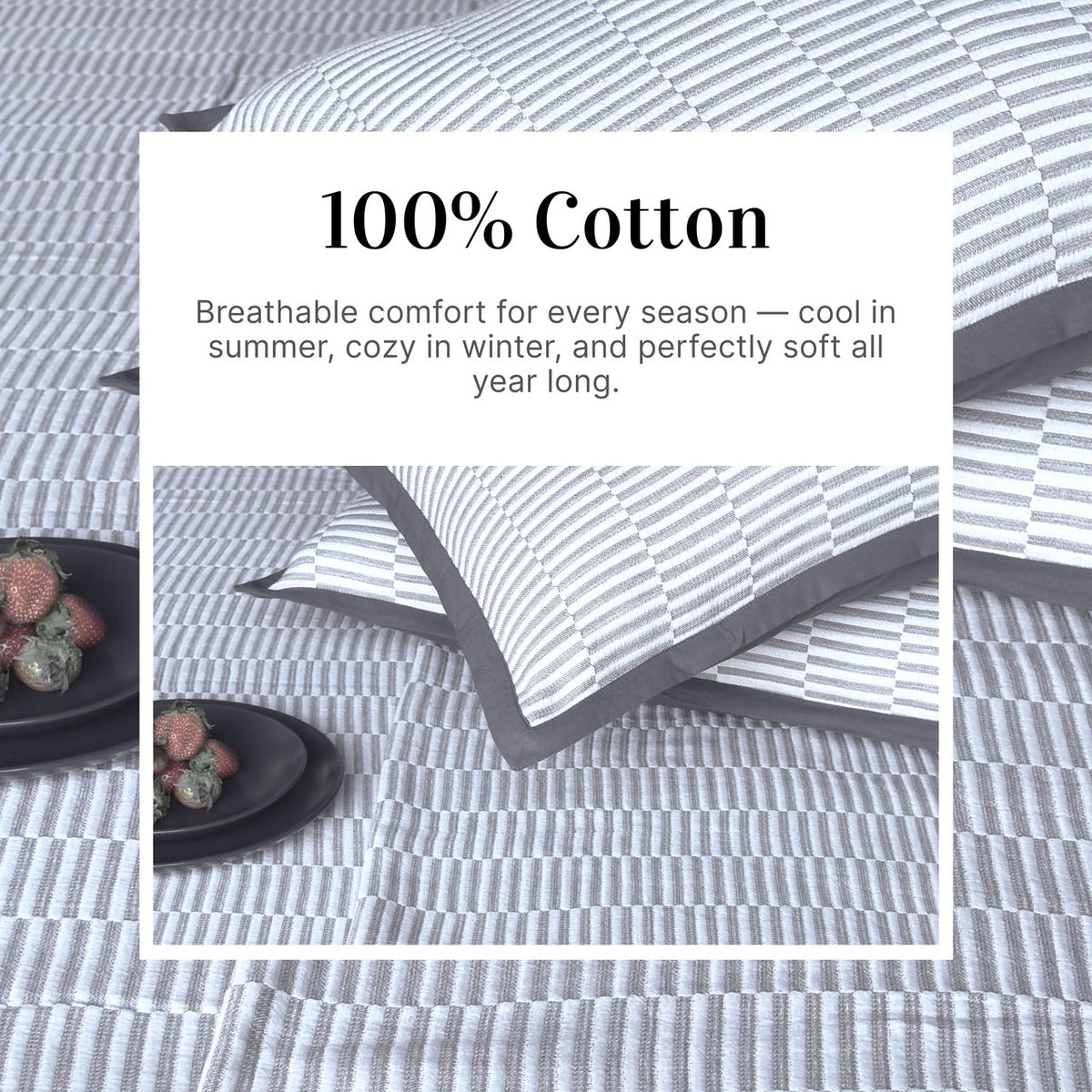 EcruE Luxury Montage Matelasse 80TC Woven Cotton Bed Cover Set | Elegant Home Décor Accent