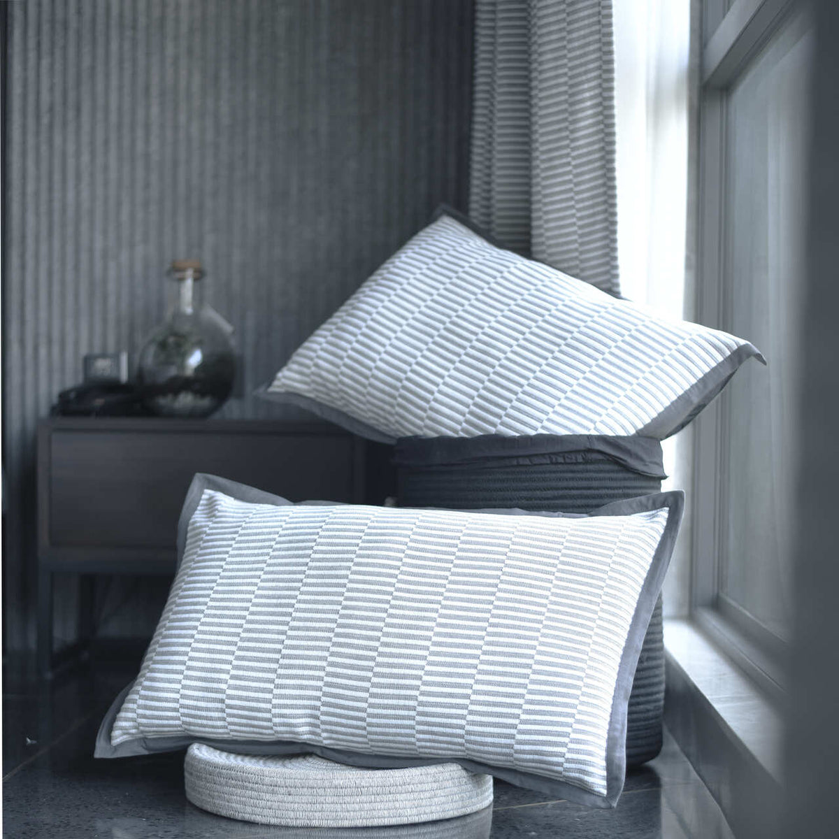 EcruE Luxury Montage Matelasse 80TC Woven Cotton Bed Cover Set | Elegant Home Décor Accent