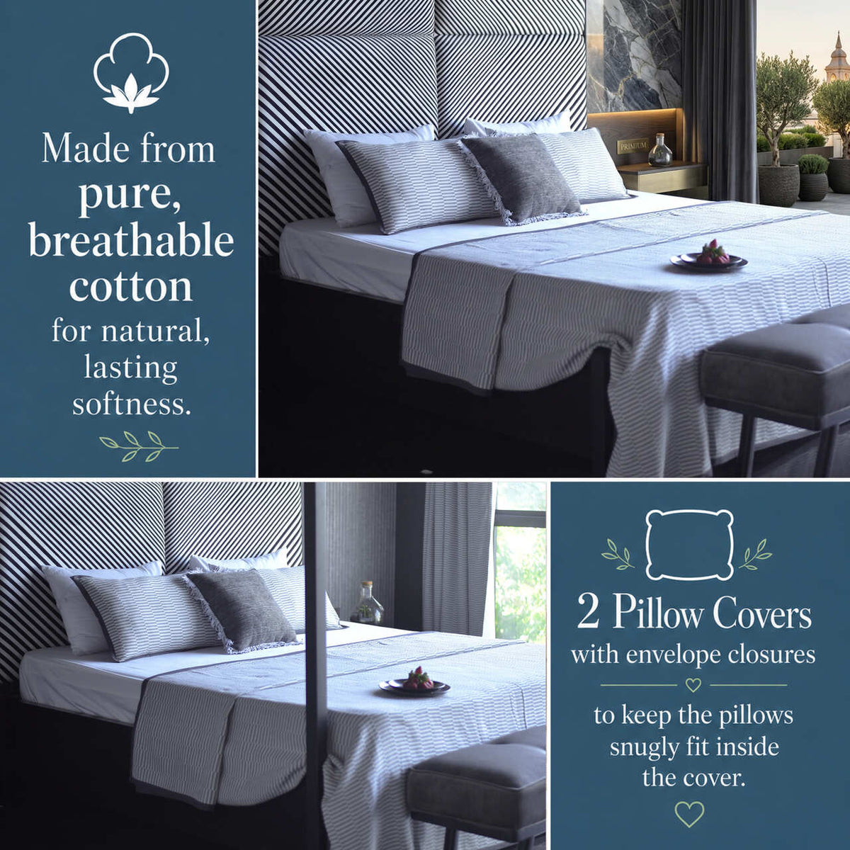 EcruE Luxury Montage Matelasse 80TC Woven Cotton Bed Cover Set | Elegant Home Décor Accent