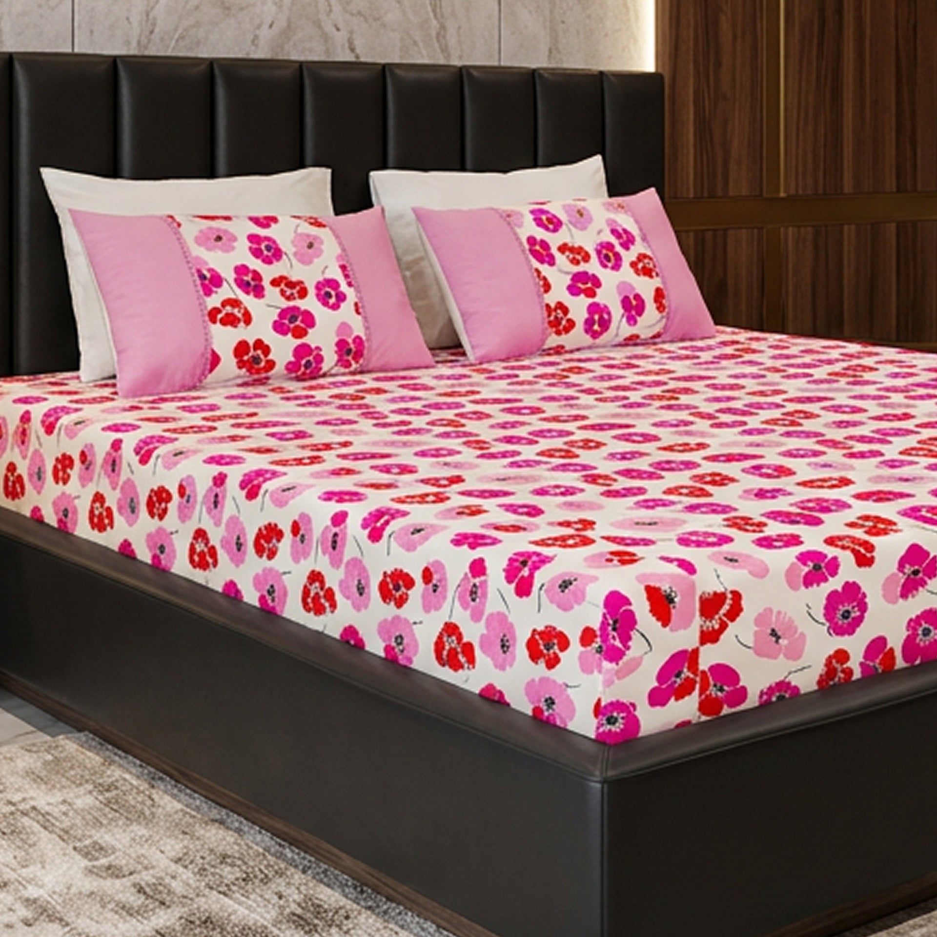 Nature-Inspired Printed 100% Cotton Bed Sheet Set