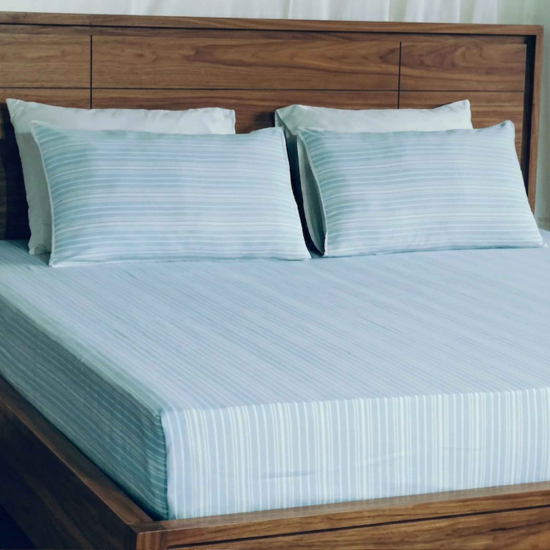EcruE Luxury Woven Cotton Stripe Bed Sheet Set – 100% Cotton, Soft, Breathable & Premium Quality