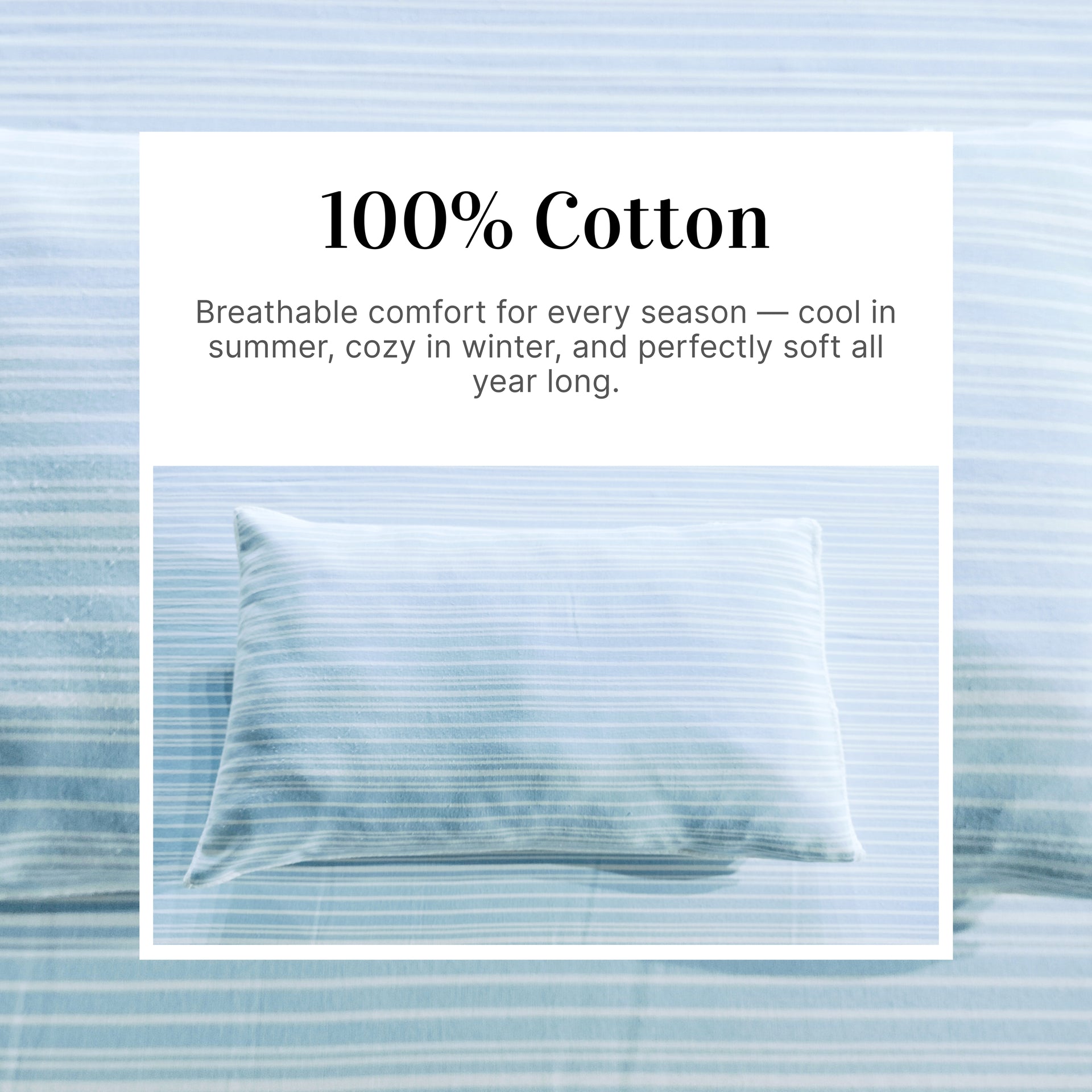 EcruE Luxury Woven Cotton Stripe Bed Sheet Set – 100% Cotton, Soft, Breathable & Premium Quality