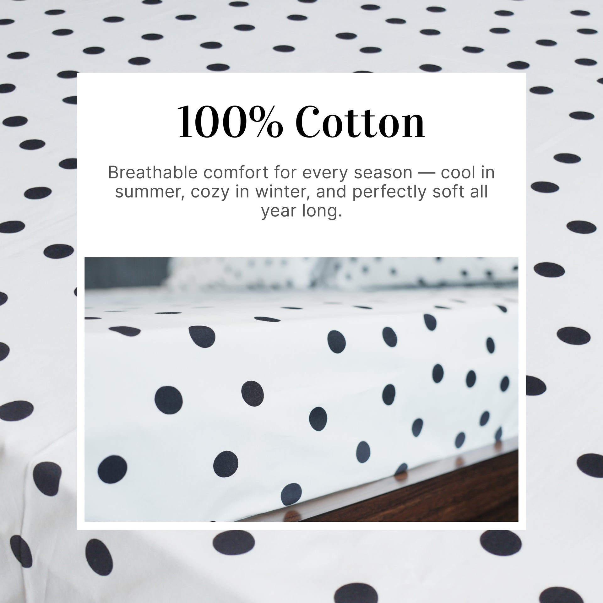 Premium Polka Dot Printed Bed Sheet Set Size-106x108