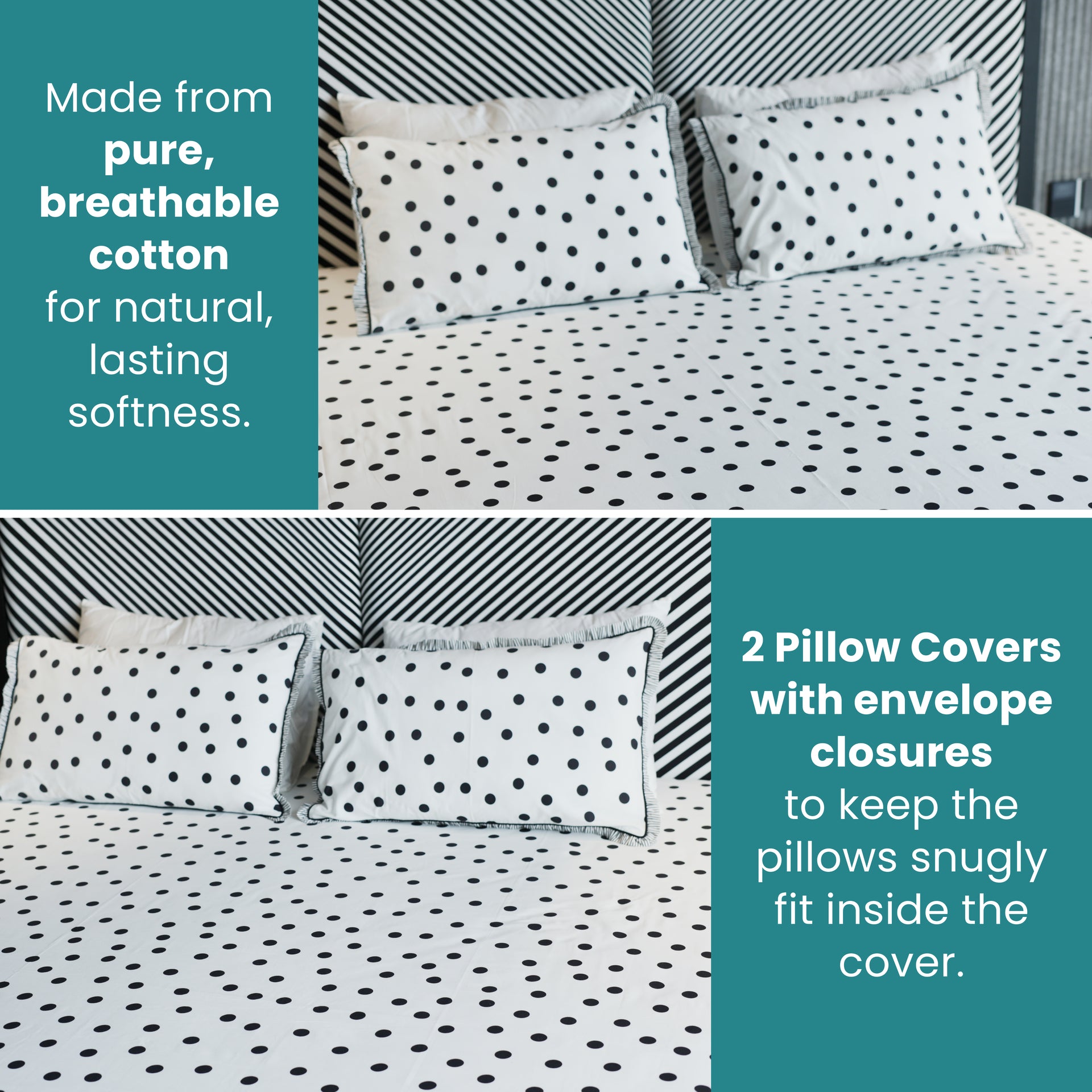 Premium Polka Dot Printed Bed Sheet Set Size-106x108