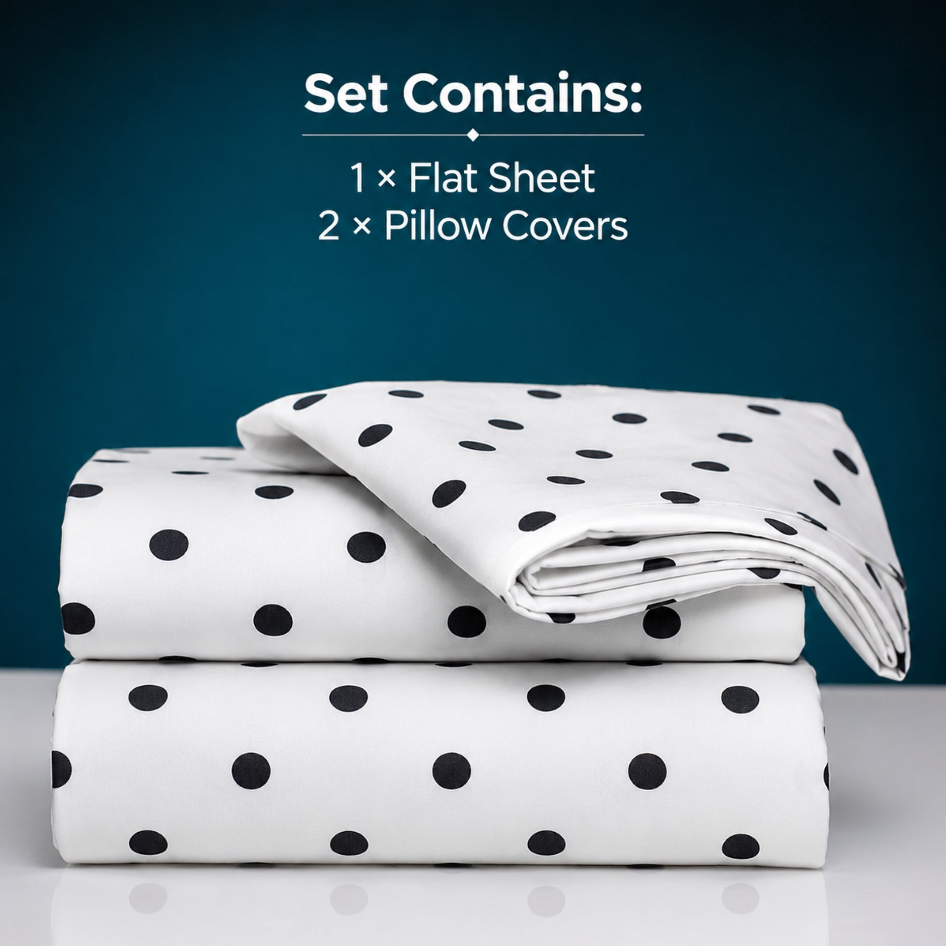 Premium Polka Dot Printed Bed Sheet Set Size-106x108