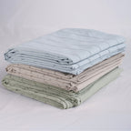 EcruE Luxury Woven Pleated Stripe Cotton  Bed Cover