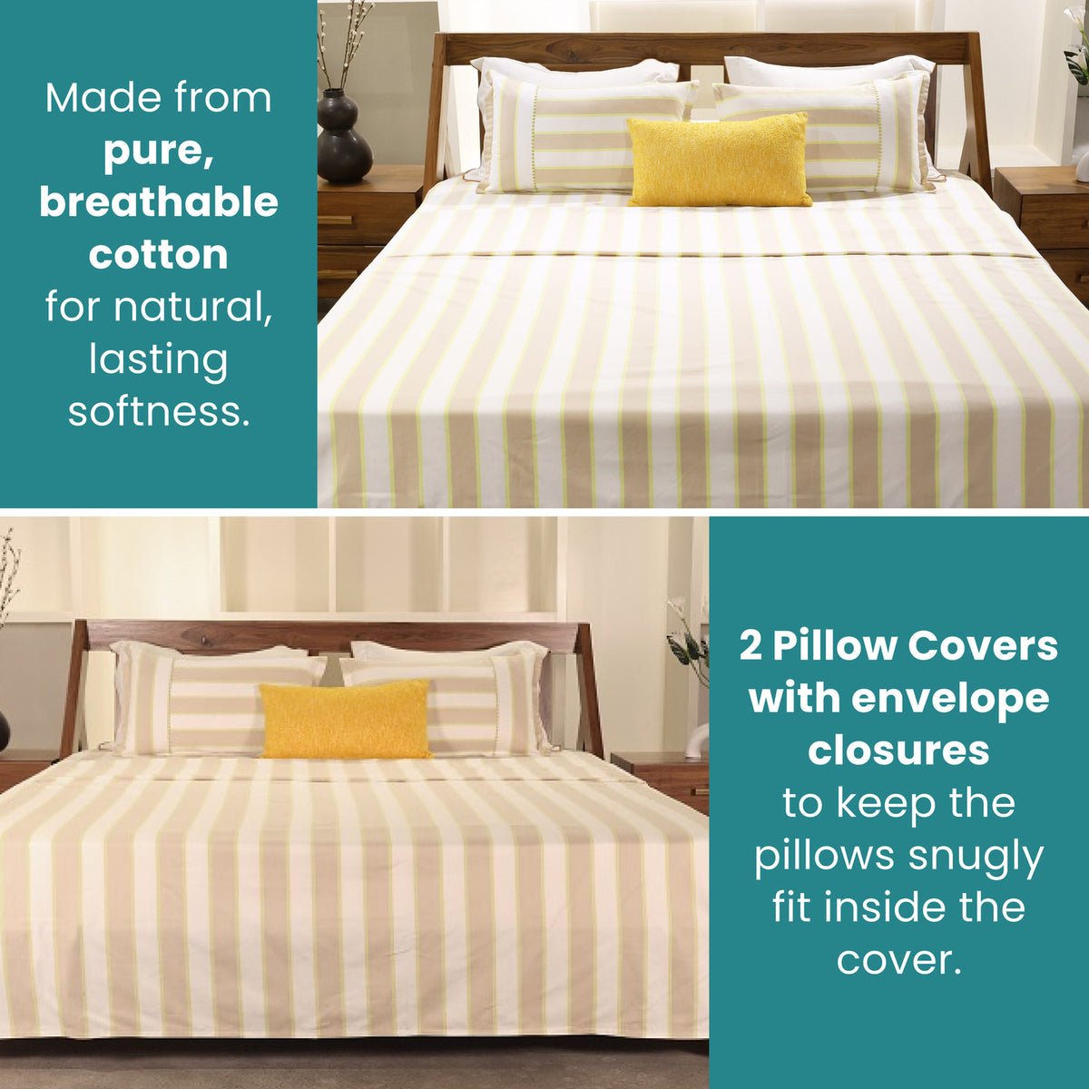 Golden Sands Yarn-Dyed Stripe Bed Sheet Set