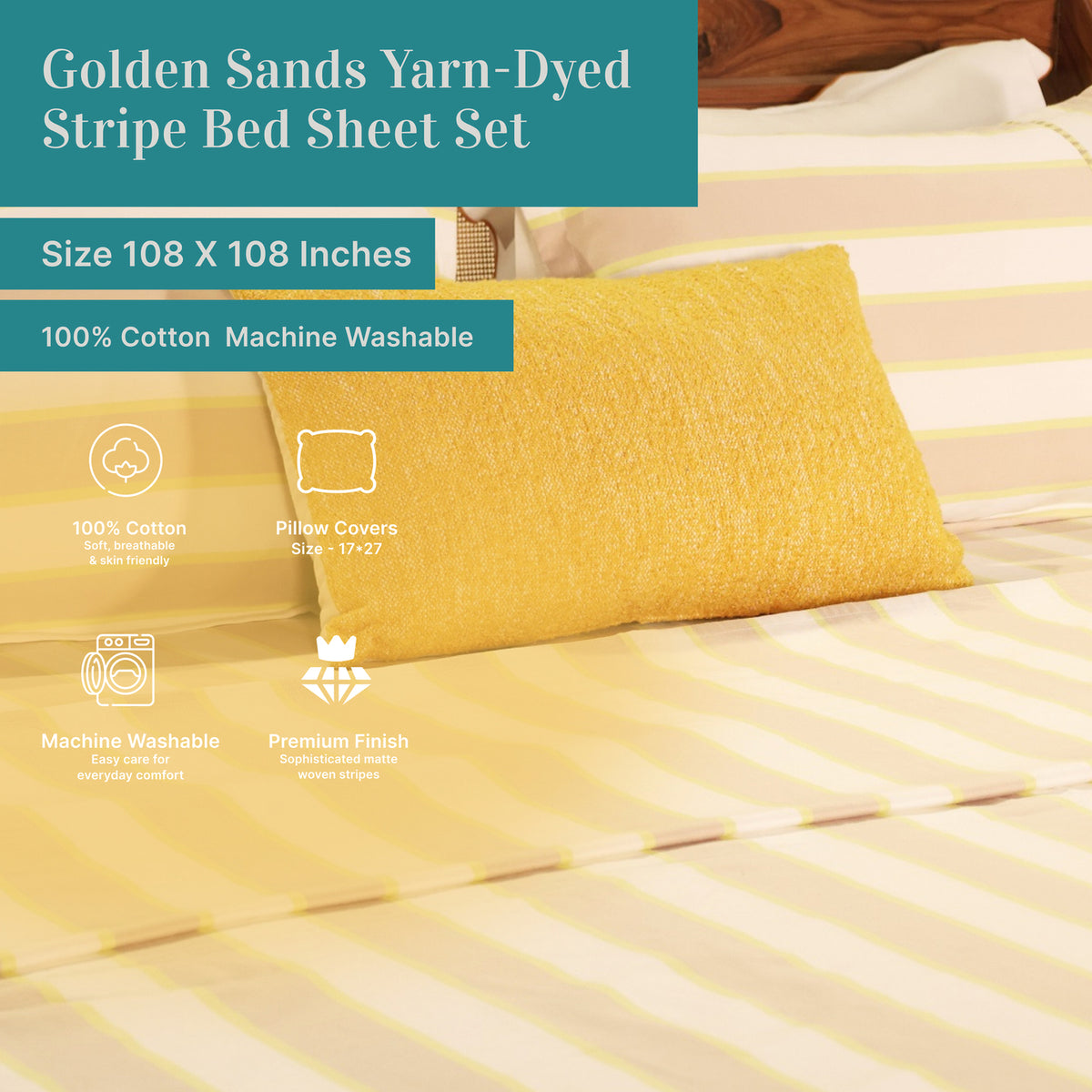 Golden Sands Yarn-Dyed Stripe Bed Sheet Set