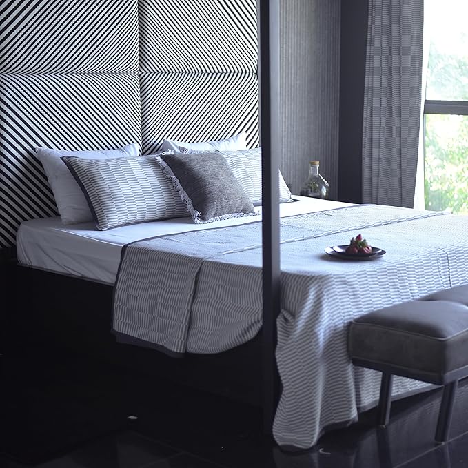 EcruE Luxury Montage Matelasse 80TC Woven Cotton Bed Cover Set | Elegant Home Décor Accent