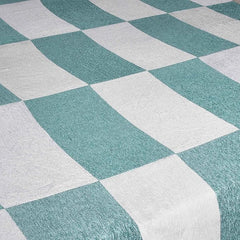 Luxury Elegant & Cotton Woven Bed sheet  - With Matching Pillow Cover  – Cream & Green Checkerboard Design, Soft & Breathable, Machine Washable for Modern Bedroom Decor (98x100 Inches)"