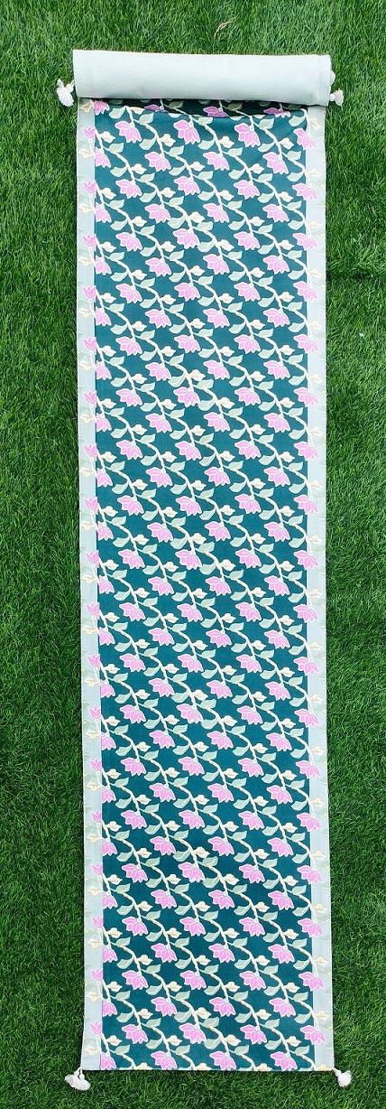 Printed Velvet Table Runner with Tassels