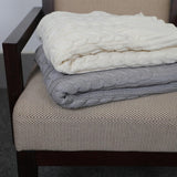 Soft Cable Knit Throw Blanket - 50x60 Inches, Lightweight Acrylic Blend, Cozy & Stylish in Light Grey for Living Room, Bedroom, Sofa, or Travel