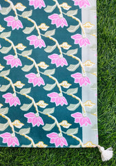 Printed Velvet Table Runner with Tassels