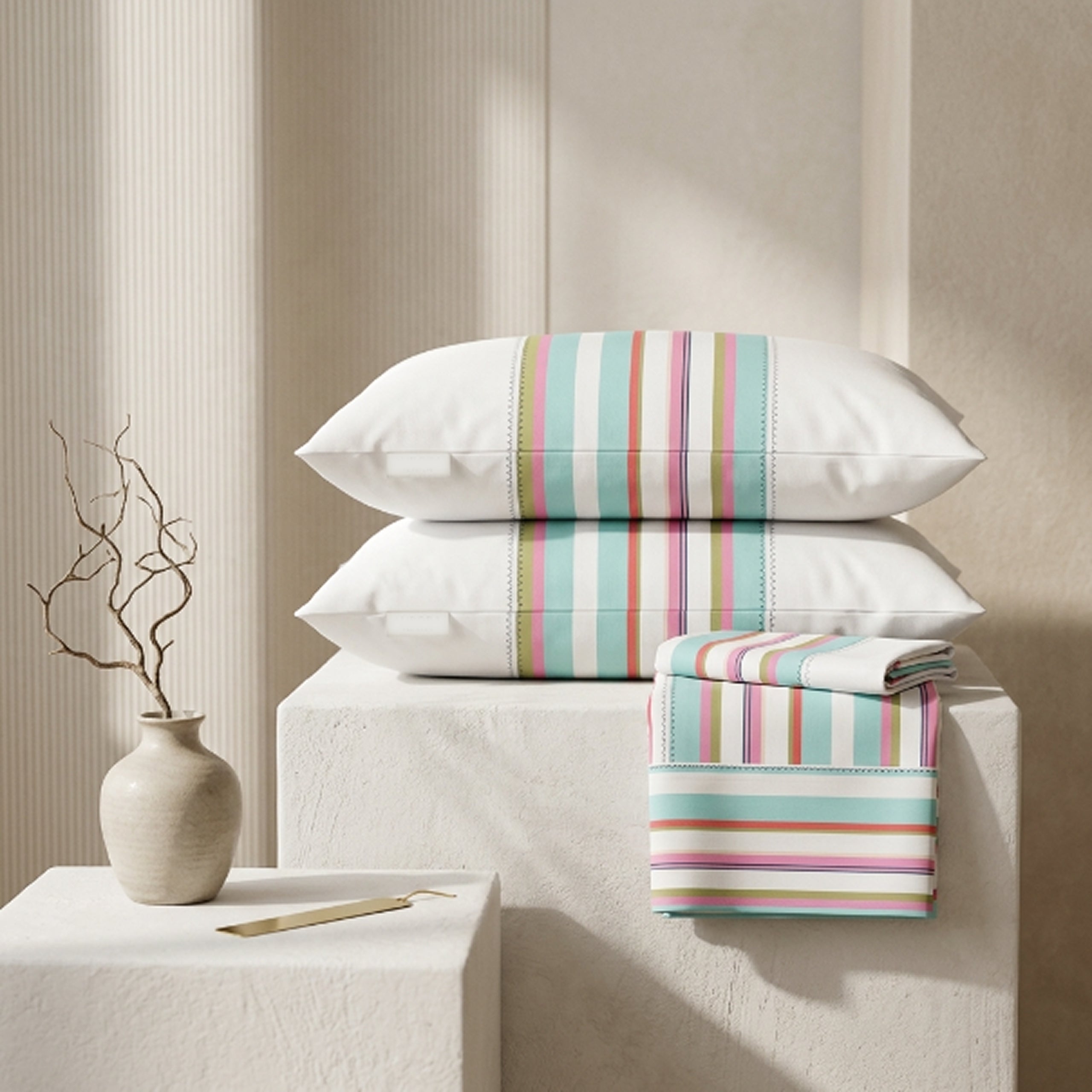 Premium Yarn-Dyed Woven Stripe Bed Sheet Set