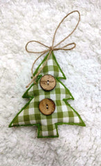 Rustic Gingham Christmas Tree Hanging Ornament
