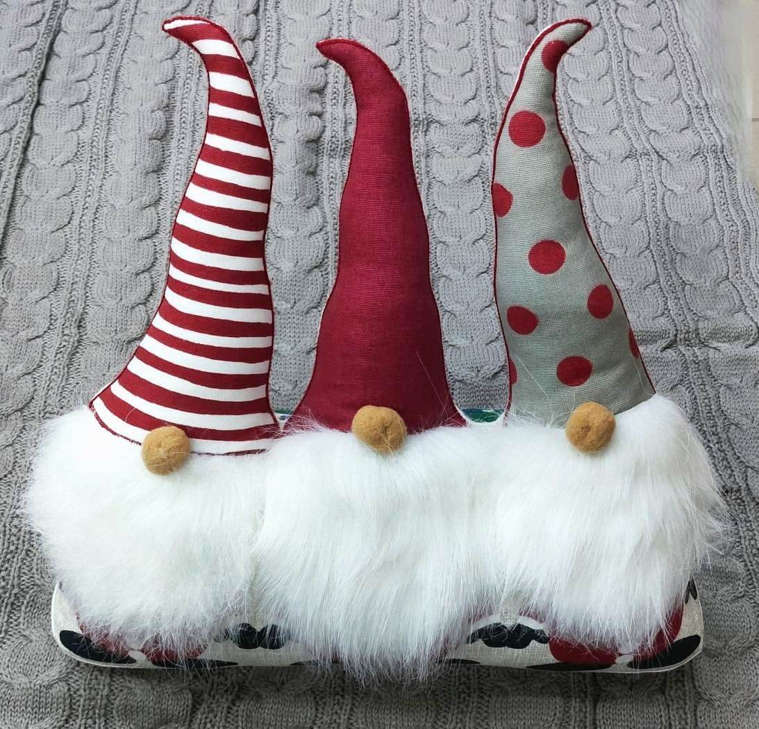 Whimsical Santa/Gnome Trio Character Pillow