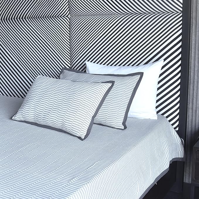 EcruE Luxury Montage Matelasse 80TC Woven Cotton Bed Cover Set | Elegant Home Décor Accent
