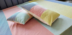 EcruE 100% Cotton (Multicolor) Bed Sheet Set, Premium Quilted, Elegant Design Includes 1 Bed Sheet (108X108'' Inches) & 2 Pillowcases 17x27 Inches, Breathable & Machine Washable