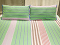 EcruE Luxury Ecrue 100% Pure Cotton Striped Textured Bed Sheet Set – Green, 94 x 100 Inches, 1 Flat Bed Sheet & 2 Pillow Covers | Elegant Home Décor Accent