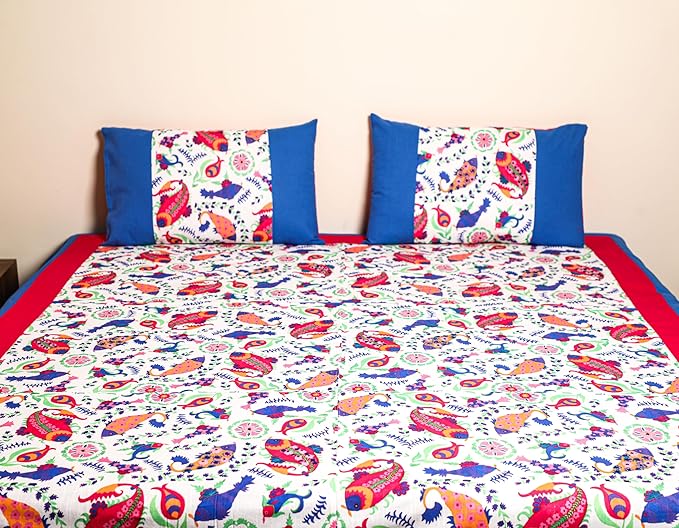 Premium Cotton Abstract Motif Printed Bed Sheet Set