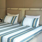 Luxurious Yarn-Dyed Woven Stripe Cotton Bed Sheet Set