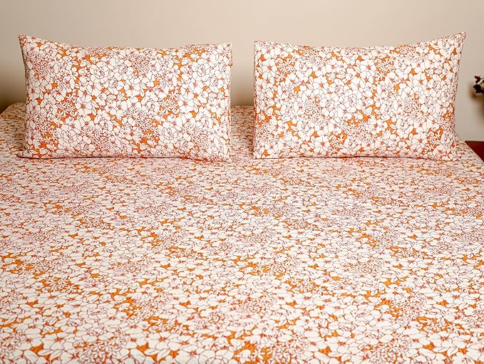 Luxury Cotton Seersucker Floral Printed Bed Sheet Set