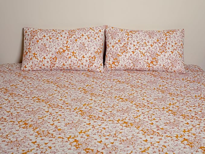 Luxury Cotton Seersucker Floral Printed Bed Sheet Set