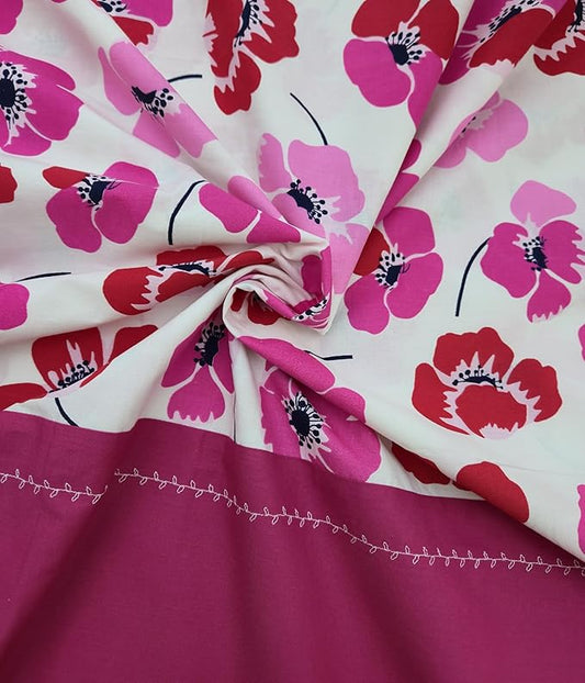 Ecrue 180TC Cotton Floral Printed Bed Sheet 92x96'' with Pillow Case 17x27''
