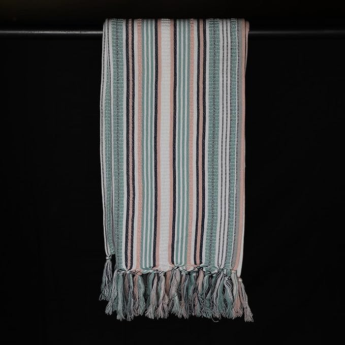 Horizon Multi-Color Stripe Waffle Bath Towel Set Of 2 Pieces