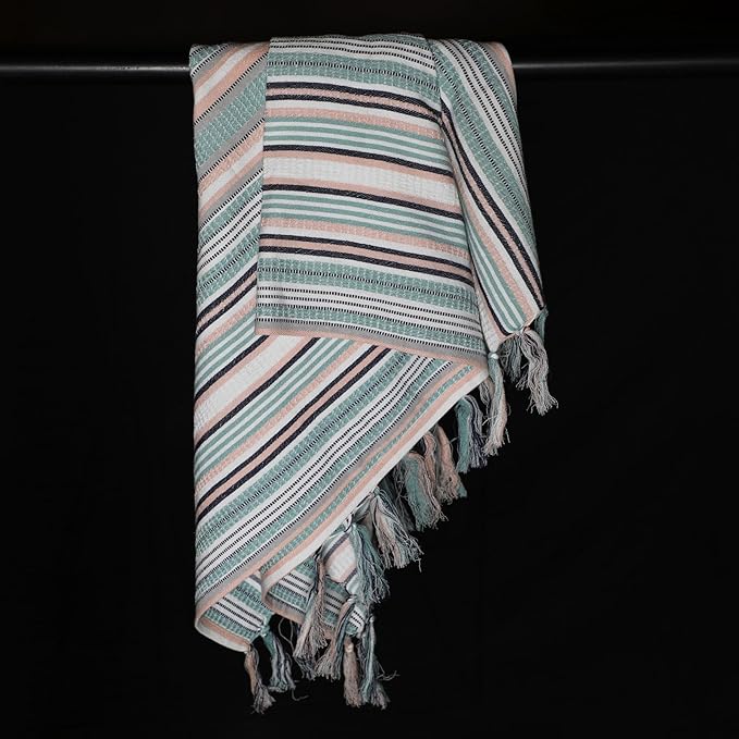 Horizon Multi-Color Stripe Waffle Bath Towel Set Of 2 Pieces