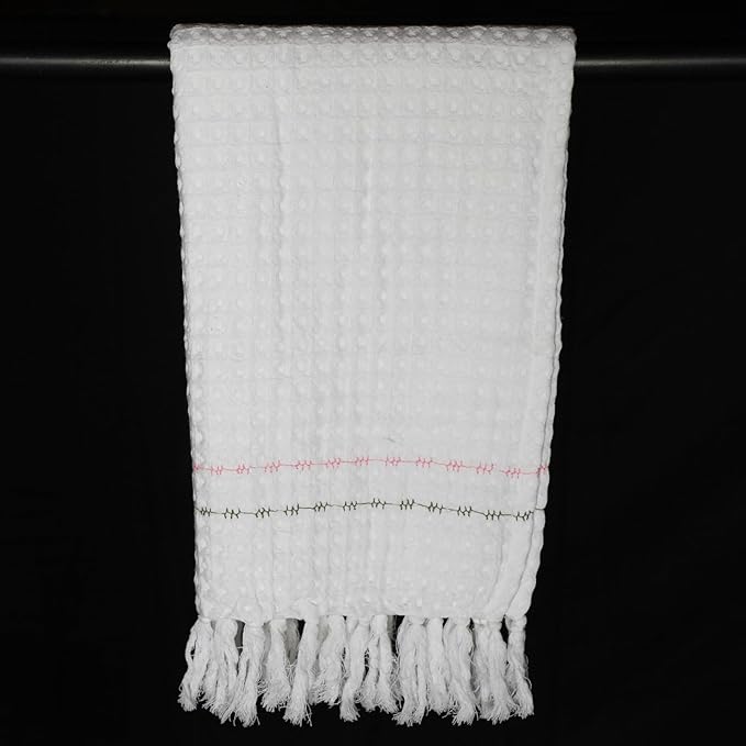 Alabaster Stitch White Cotton Waffle Bath Towel Set Of 2 Pieces