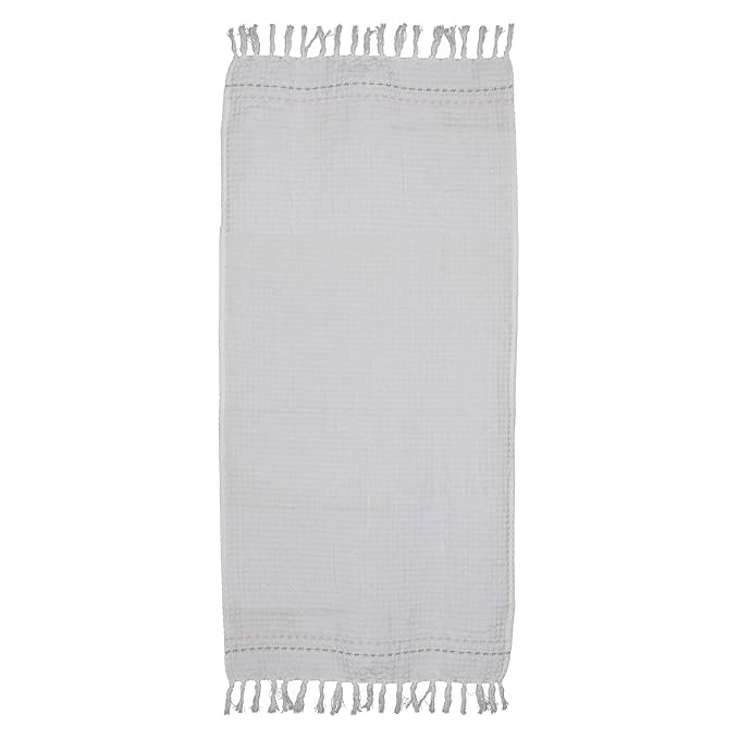 Alabaster Stitch White Cotton Waffle Bath Towel Set Of 2 Pieces