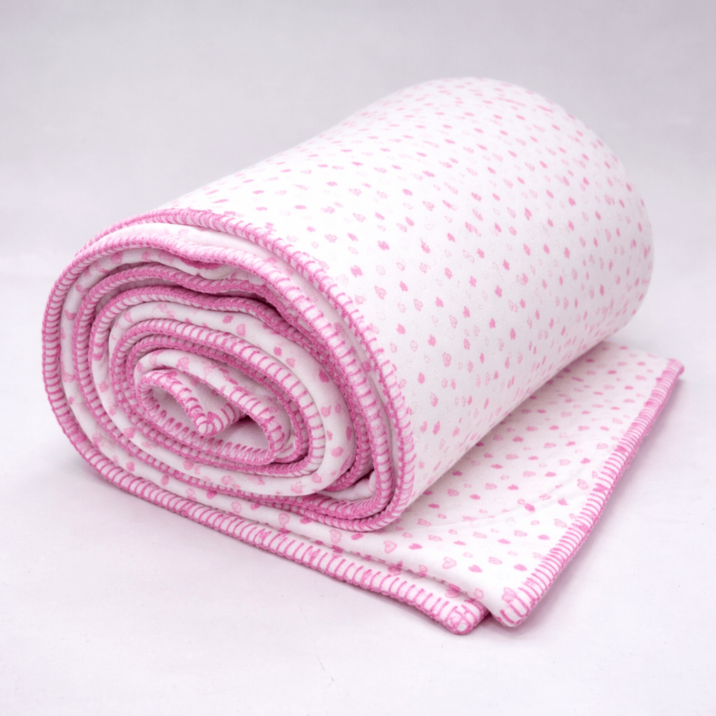 EcruE Luxury Pink Heart Printed Fleece Double Layered Blanket