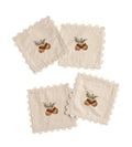 Autumn Acorn Embroidered Linen Coaster Set Pack Of 4pieces