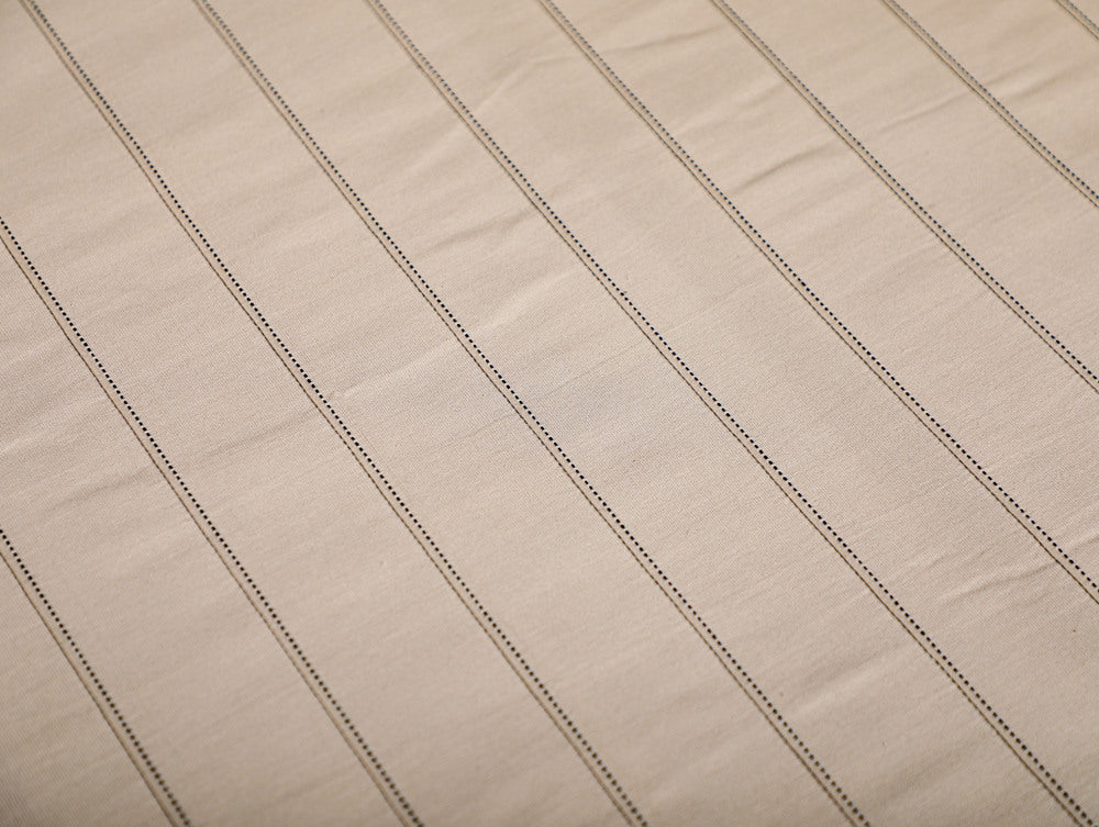 Base Fabric-Yarn Dyed Woven Pleated Stripe Cotton  Bed Sheet Size-92 x 95 Inches  Pillow Case-17 x 27 Inches
