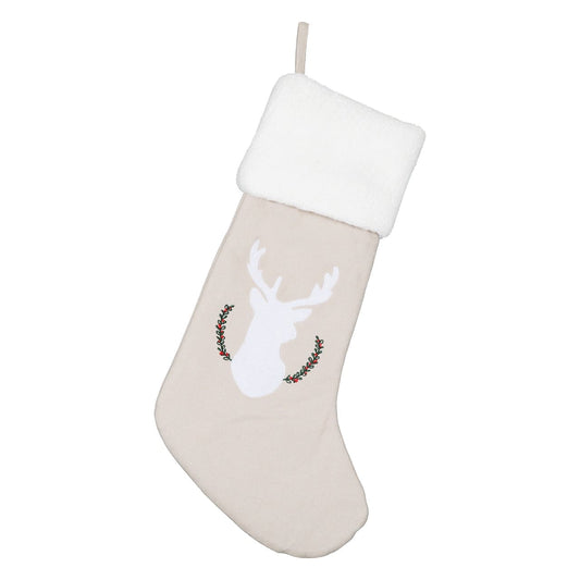Deer Applique with Embroidery Stocking 10x20