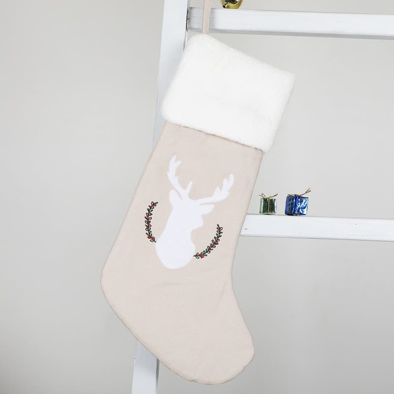 Deer Applique With Embroidery Stocking