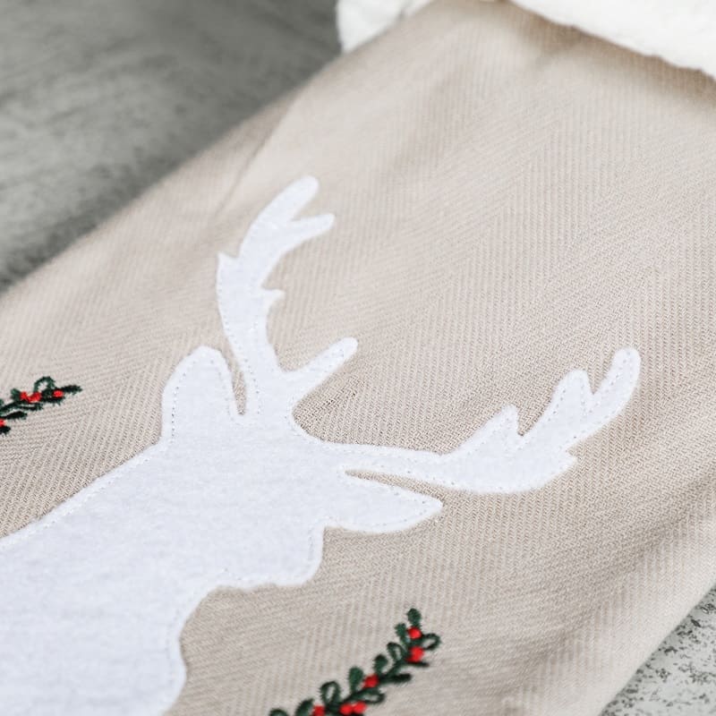 Deer Applique With Embroidery Stocking