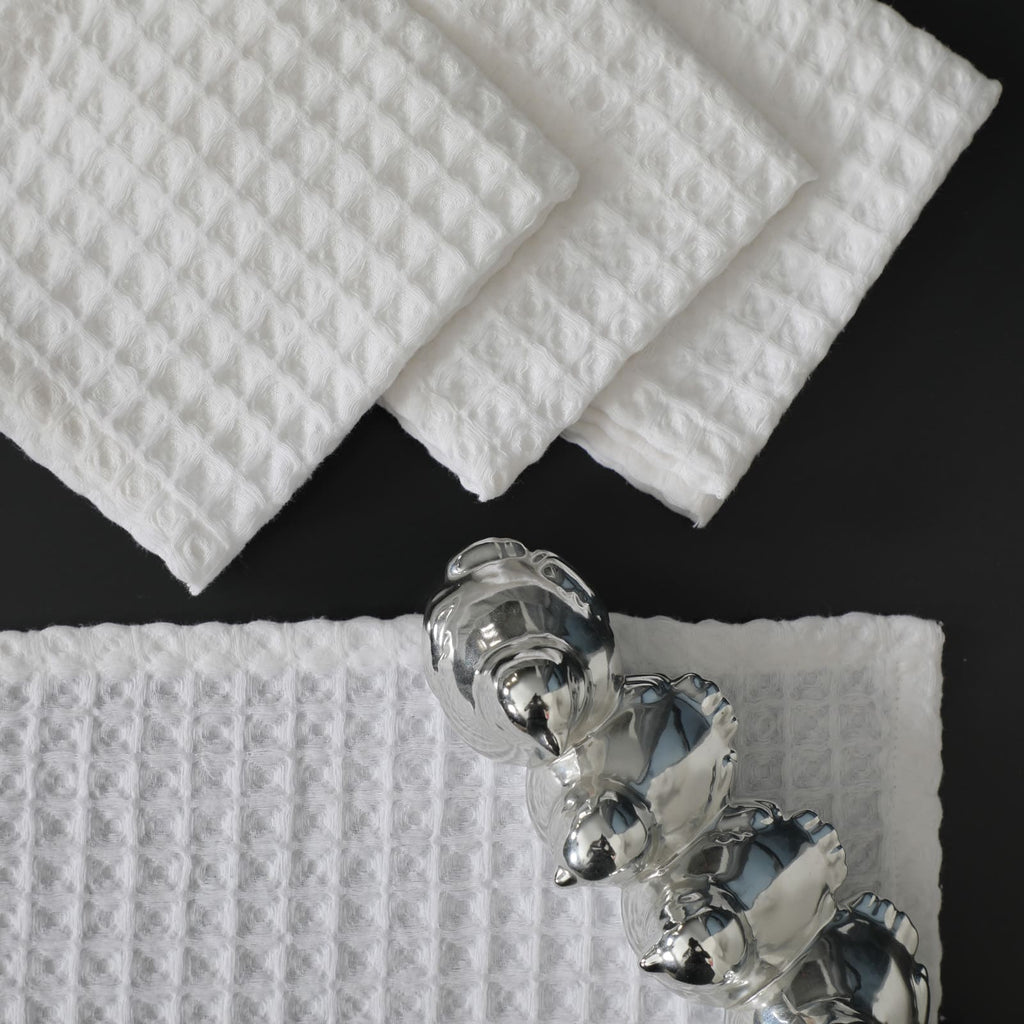 Premium White Cotton Waffle Napkin Set Pack of 4 Pieces