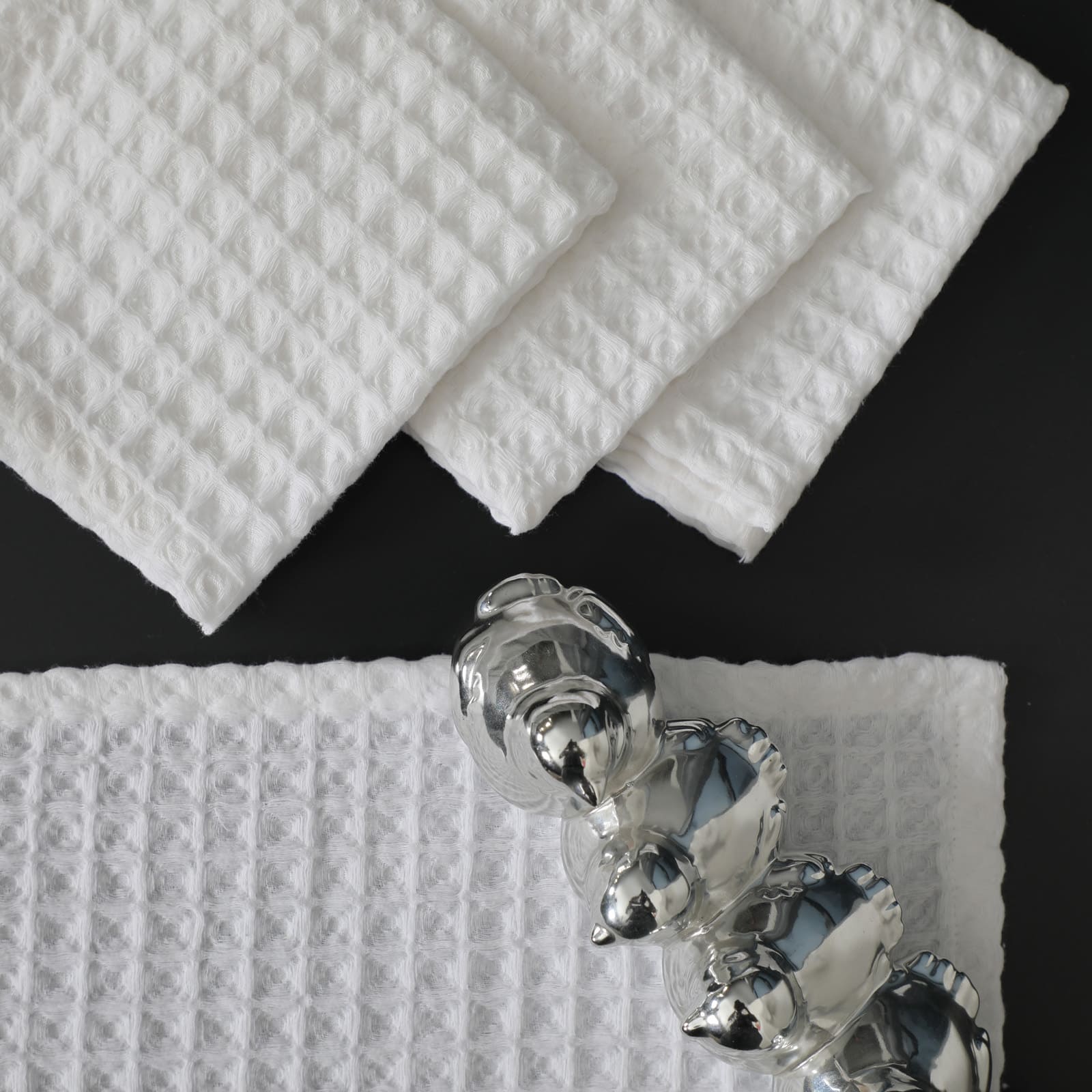 Premium White Cotton Waffle Napkin Set Pack of 4 Pieces