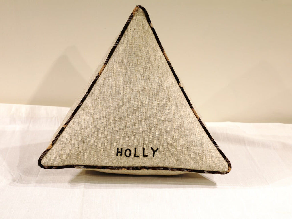 Rustic Embroidered Triangle Holiday Pillow