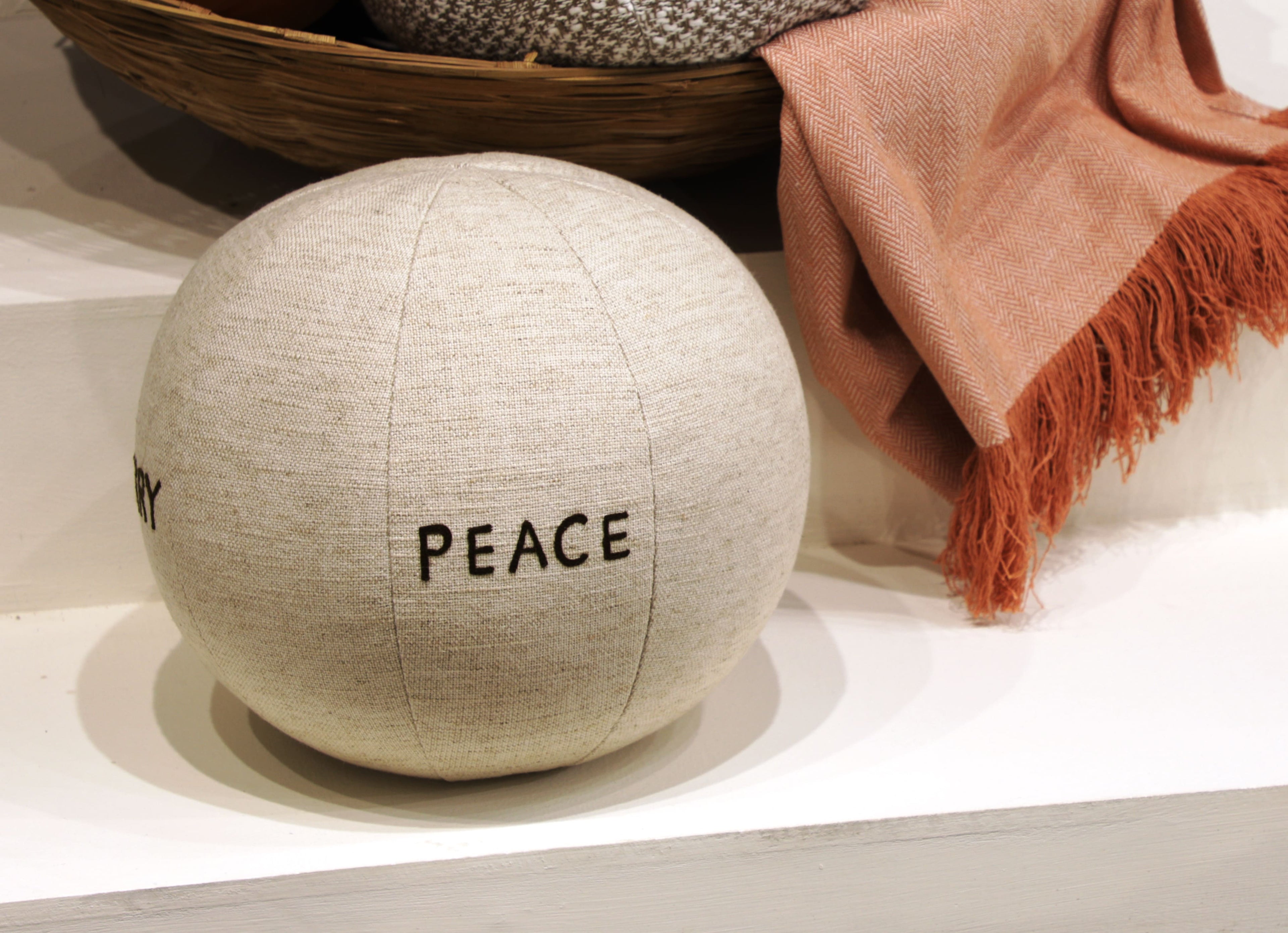 Natural Linen Merry Christmas Ball Pillow