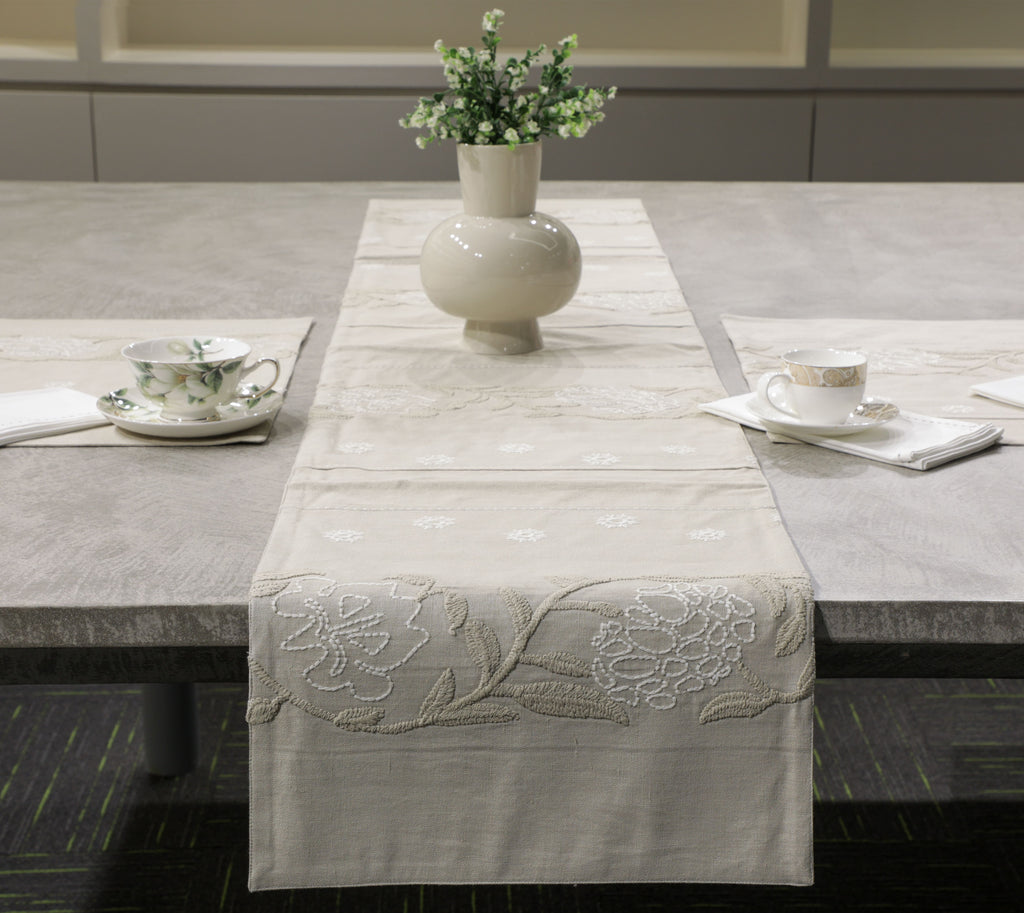 Charming Cotton Linen Embroidered Table Set Cotton Linen