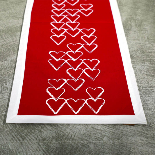 Festive Hearts Printed Table Runner